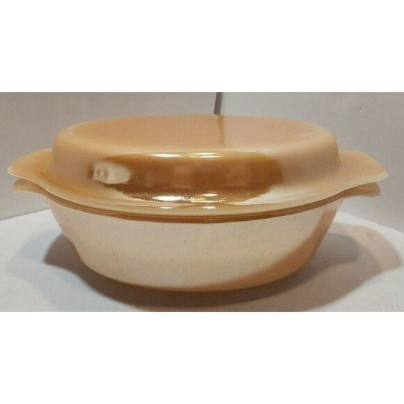 Vtg Anchor Hocking Fire King Peach Luster Oval Cassarole Dish With Lid - Picture 1 of 15